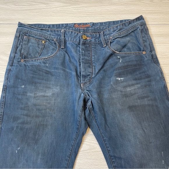 Robert Graham Slim Jim Straight Button Fly Blue Dark Wash Denim Jeans  Size 38W - Picture 3 of 14